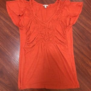 Anthropologie Bordeaux Orange Knotted Tee
